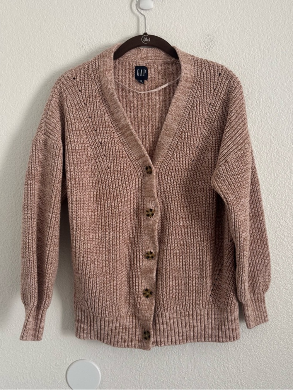 Gap Women's Size XS Pink Shaker Knit Button Front Cardigan Sweater